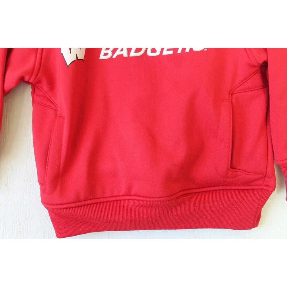 Adidas Wisconsin Badgers Hoodie Boys Medium 5/6 Red White Pullover